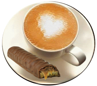 Kawa w filiżance z batonem